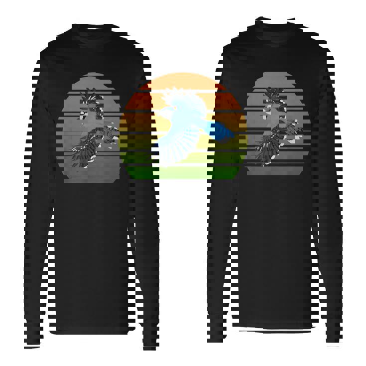 アオカケス 鳥 動物 図 バードウォッチング 贈り物 鳥類学者 生物学者 自然科学 長袖Tシャツ ギフトのアイデア