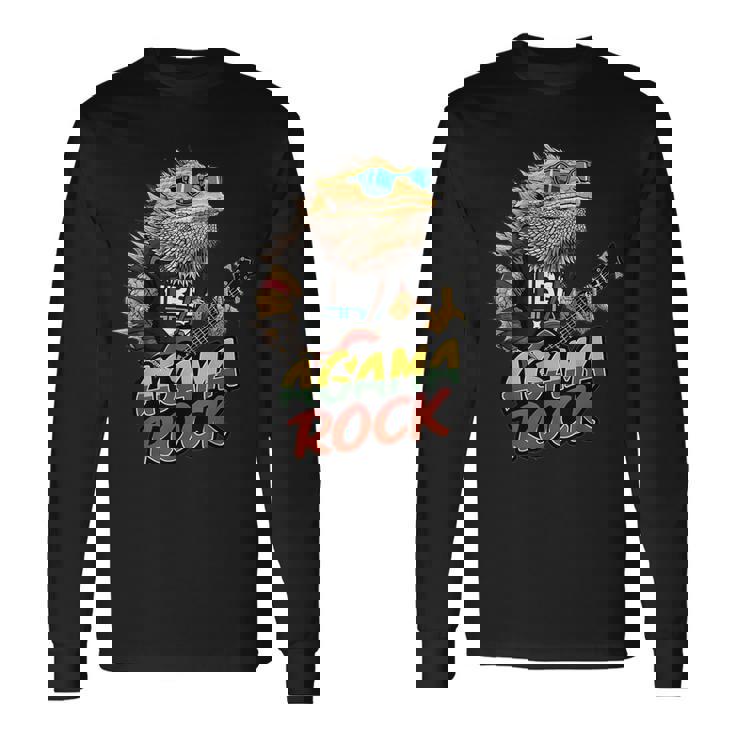 アガマ ロック、フトアゴヒゲトカゲ ロッカー、ギター Pogonaitticeps 長袖Tシャツ