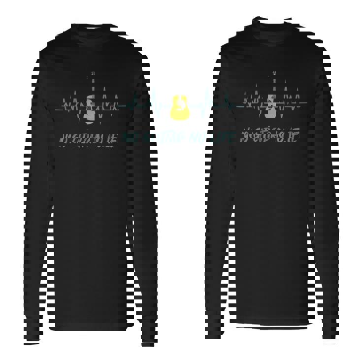 アコースティックギター No Guitar No Life ファニーギタリストミュージシャン 長袖Tシャツ