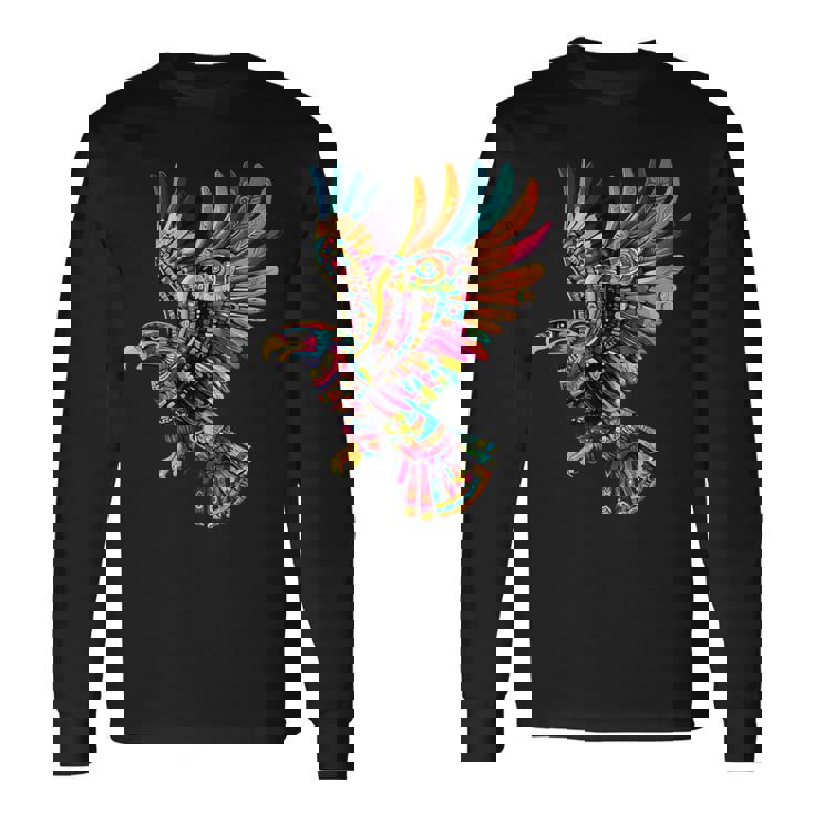 アステカ メキシコ神話 羽をつけた蛇 鷲 マヤ人 長袖Tシャツ