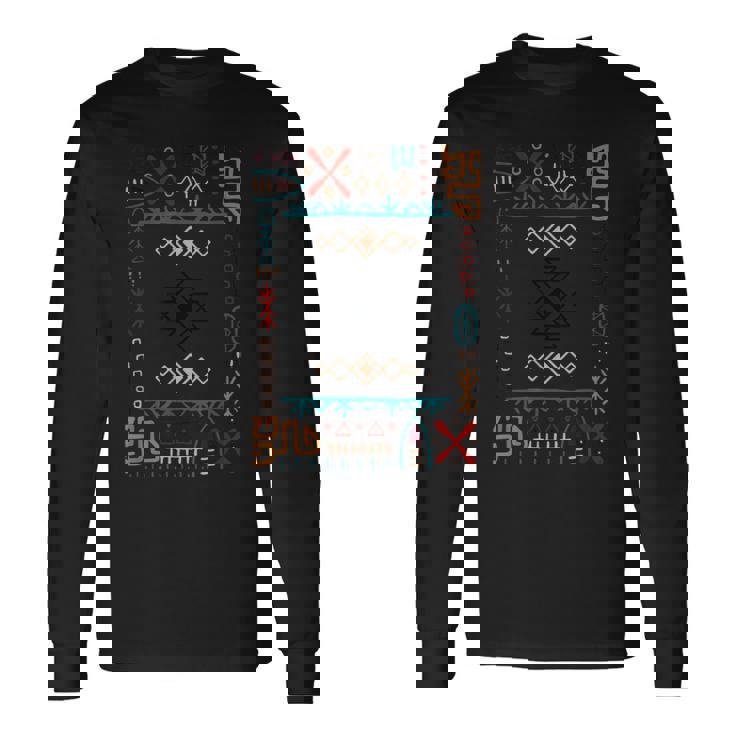 アステカ柄デザイン。 長袖Tシャツ