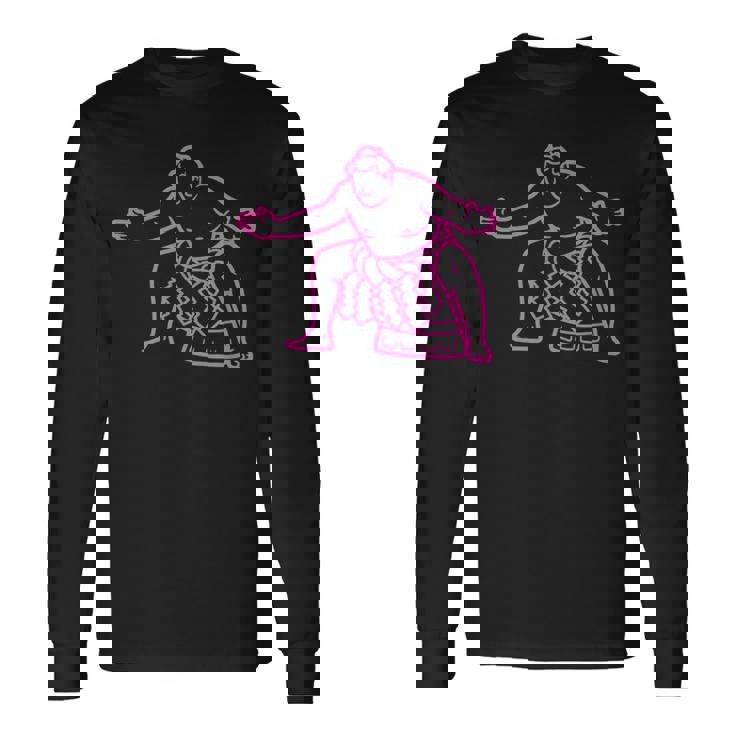 アスレチック相撲インスピレーションシルエット 長袖Tシャツ ギフトのアイデア