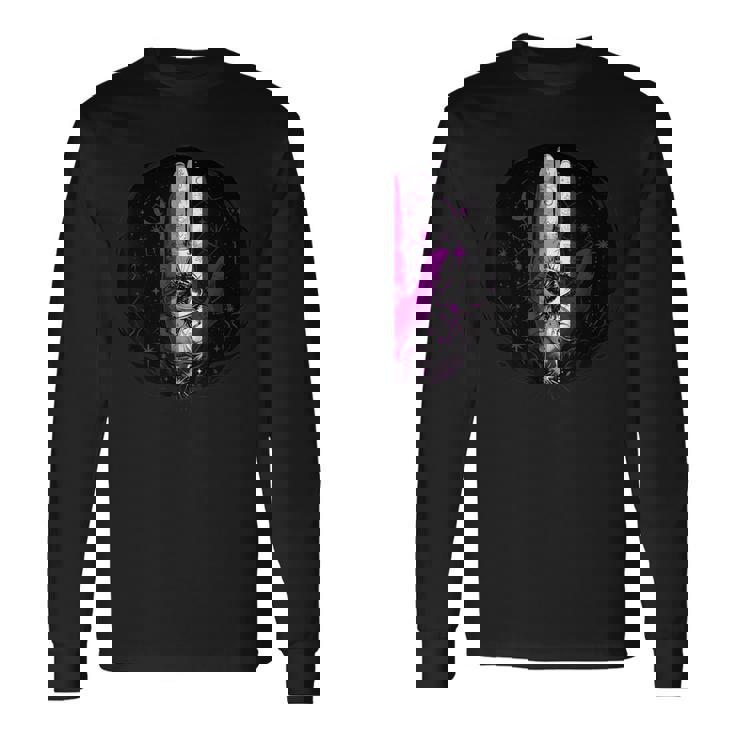 アセクシャルpride手と目と神秘的な象徴アート 長袖Tシャツ