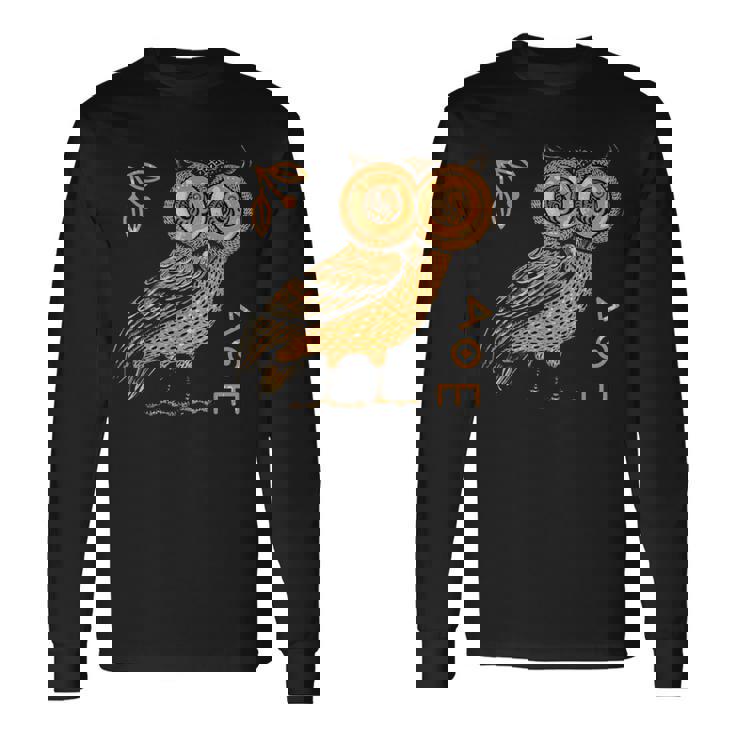 アテナのフクロウ ギリシャ神話 古代ギリシャ 長袖Tシャツ