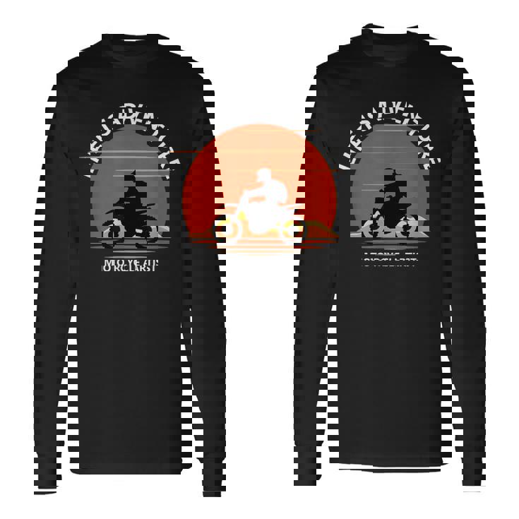 アドベンチャー バイク おもしろ オフロードバイク 人生は冒険だ ツーリング イラスト 長袖Tシャツ