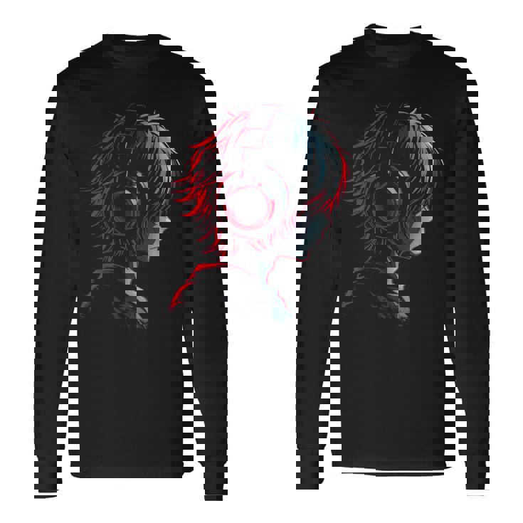 アニメ 漫画 グラフィック ヘッドフォン アートワークアニメ 長袖Tシャツ