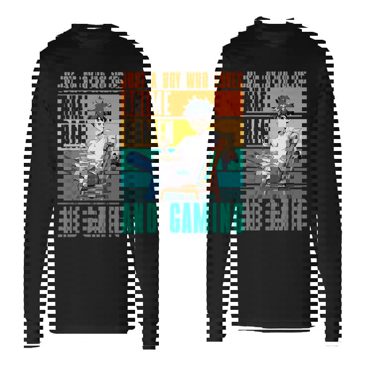 アニメラーメンとゲームが大好きな少年 カワイイゲーマー 長袖Tシャツ