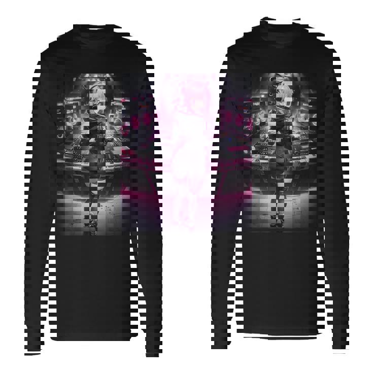 アニメ・漫画風 カワイイdj ワイフガール 日本文化 長袖Tシャツ