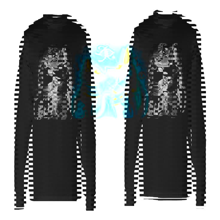 アヌビスとバステト 古代エジプトの死後の世界の神 長袖Tシャツ