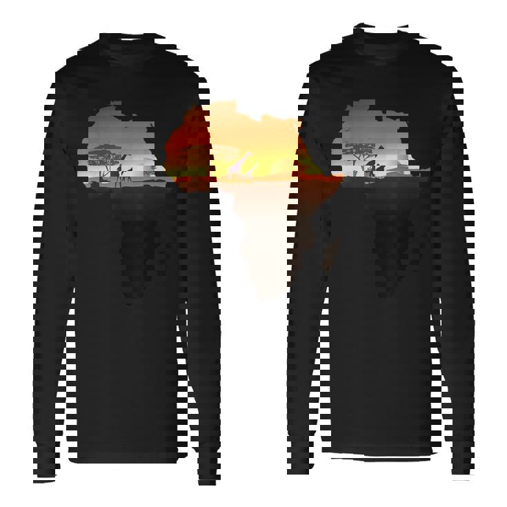 アフリカ キリン サバンナ サンライズ タンザニア ケニア アフリカ 長袖Tシャツ