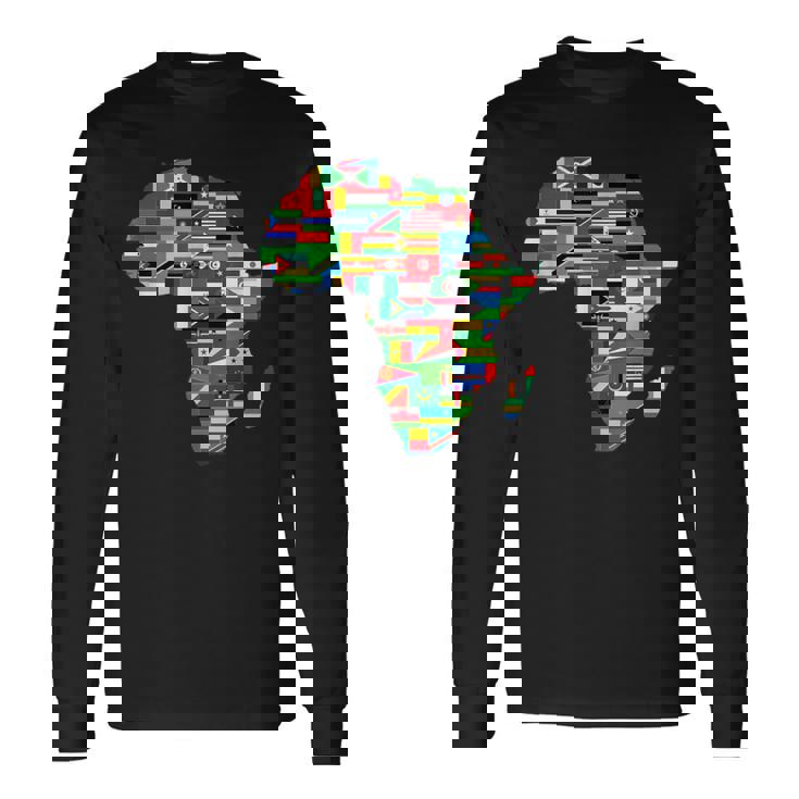 アフリカの地図-アフリカの国の旗の贈り物が付いているアフリカの地図 長袖Tシャツ