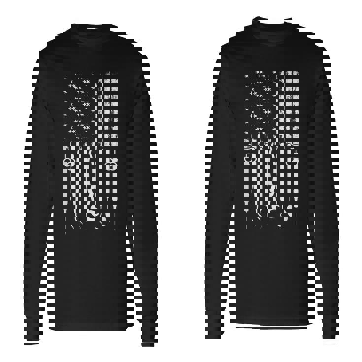 アメリカの旗 歯科技工士 道具 歯医者 アイテム 歯 長袖Tシャツ