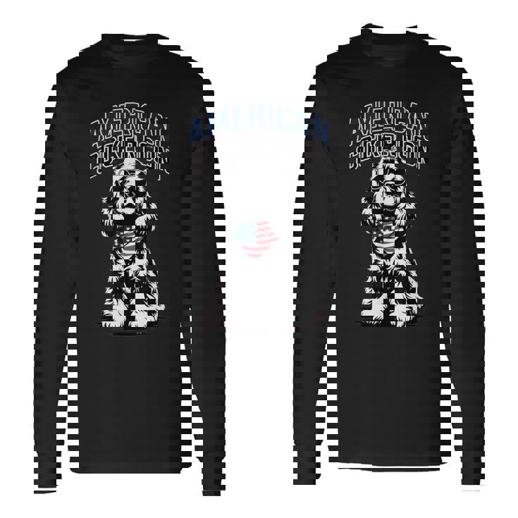 アメリカンコッカーアイコン愛国コッカースパニエル 長袖Tシャツ