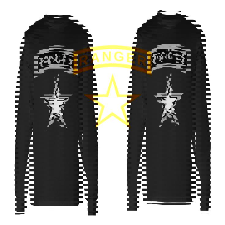 アメリカ合衆国陸軍レンジャータブとスターミリタリー。 長袖Tシャツ