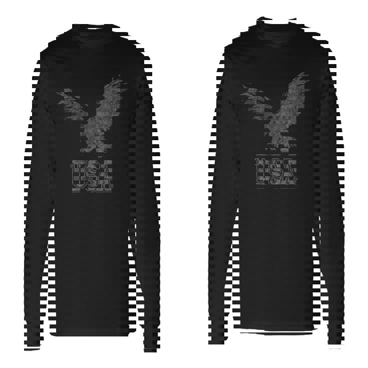 アメリカ国旗 アメリカンイーグル アメリカ国旗 クールでアンティーク調のグラフィック 長袖Tシャツ