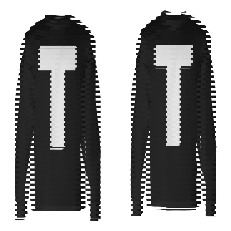 アルファベット T 大文字 モノグラム イニシャル 長袖Tシャツ