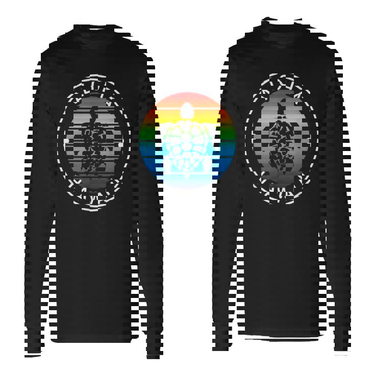 アロハ ハワイ ハワイアン ウミガメ ビーチ オーシャン レインボー ホヌ 長袖Tシャツ