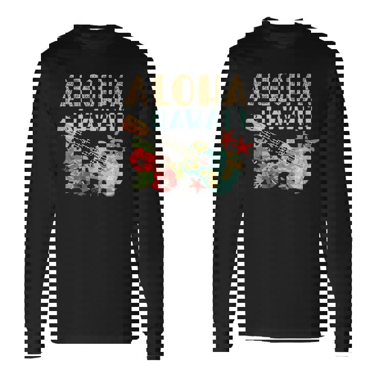 アロハ ハワイアン ウクレレ 長袖Tシャツ