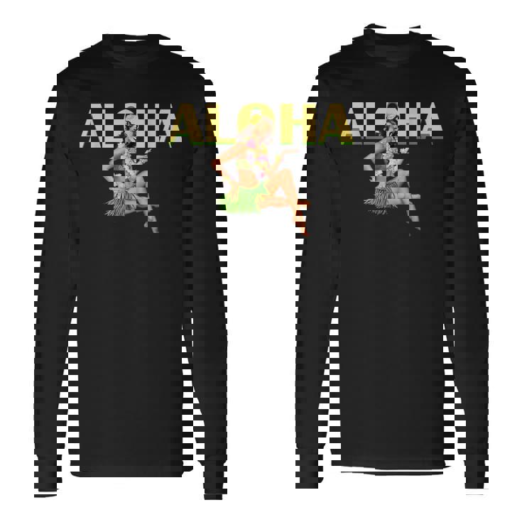 アロハ ハワイアン レトロ ヴィンテージ ピンナップガール ハワイ 長袖Tシャツ