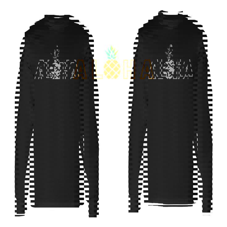 アロハ パイナップル ロゴ 文字 ハワイ レディース メンズ キッズ 長袖Tシャツ