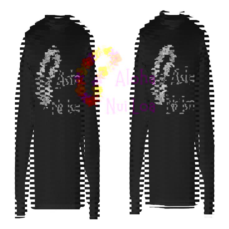 アロハヌイロアハワイアンとても愛し合うフラワーレイ 長袖Tシャツ ギフトのアイデア