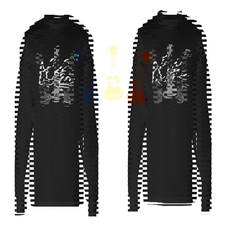 アロハ漫画 ウクレレ ハワイ ウケ ライフスタイル ウクレレ 長袖Tシャツ