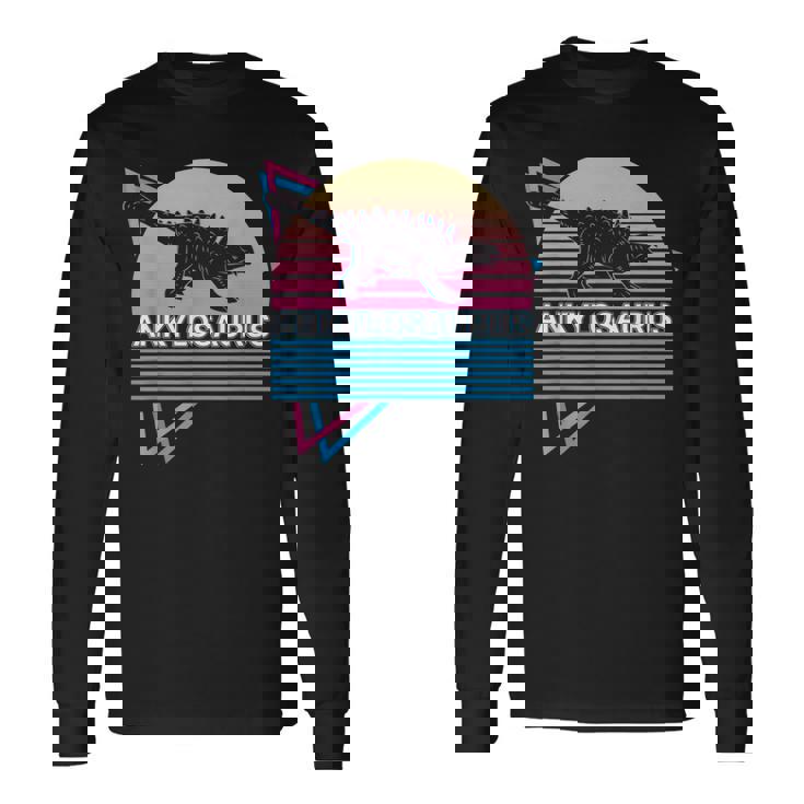 アンキロサウルス 恐竜 レトロ 長袖Tシャツ