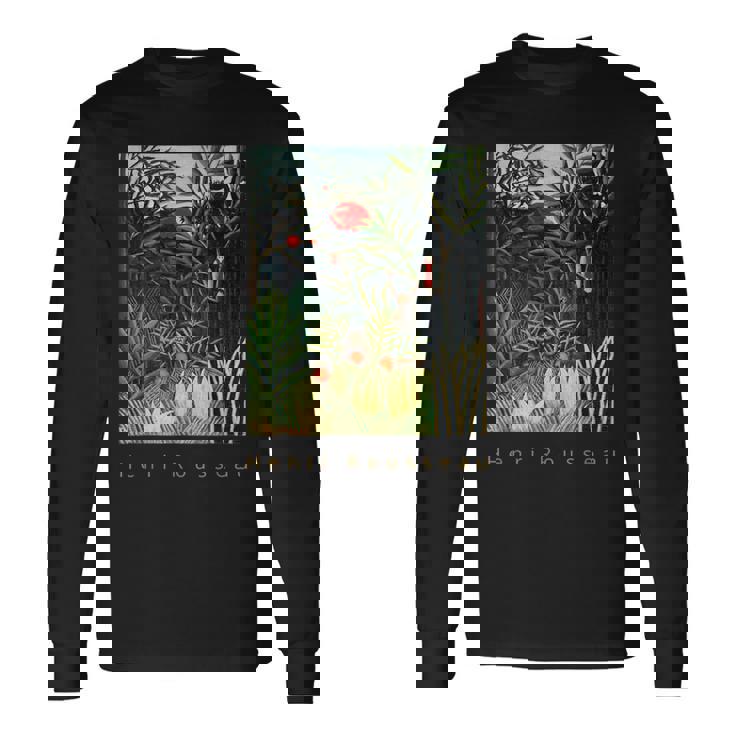 アンリ・ルソー 森の中の猿とオウム 長袖Tシャツ