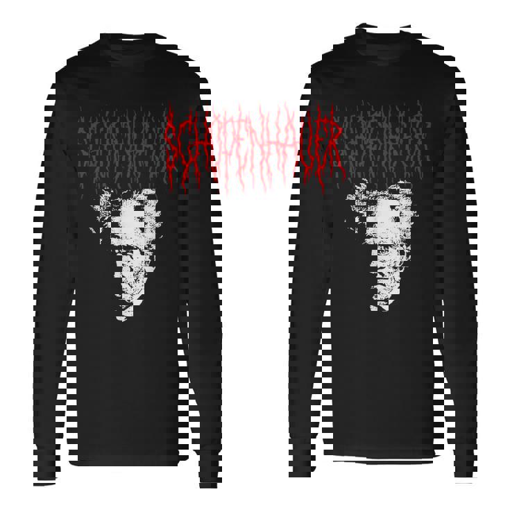 アーサー・ショーペンハウアー デスメタルスタイル 哲学 デザイン 長袖Tシャツ