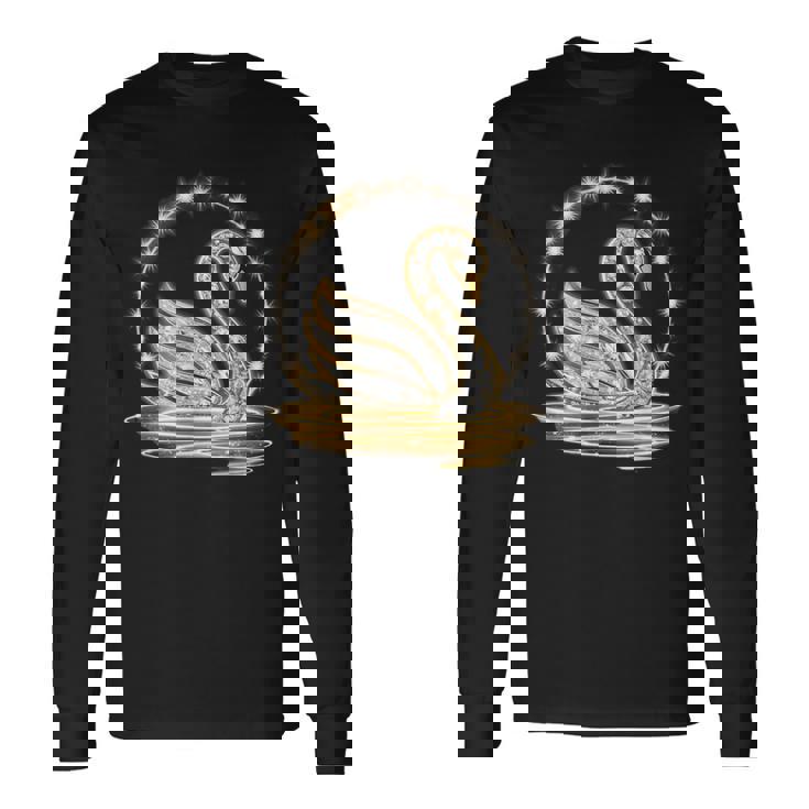 アート プリント モチーフとしての美しい白鳥、ギフトのアイデア 長袖Tシャツ ギフトのアイデア