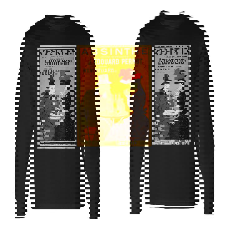 アールヌーボー アブサン ビクトリア朝 カップル テーブル 長袖Tシャツ