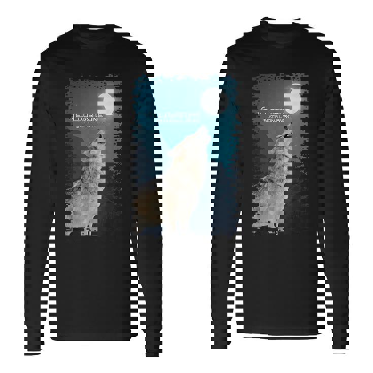 イエローストーン国立公園 オオカミのお土産 記念品 ギフト 長袖Tシャツ