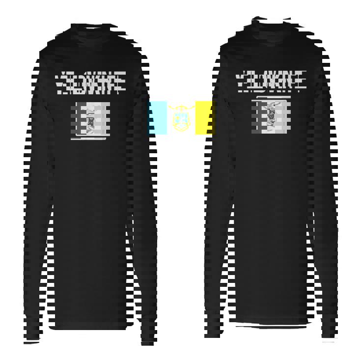 イエローナイフ 紋章 旗 国家への誇り ギフト お土産 長袖Tシャツ