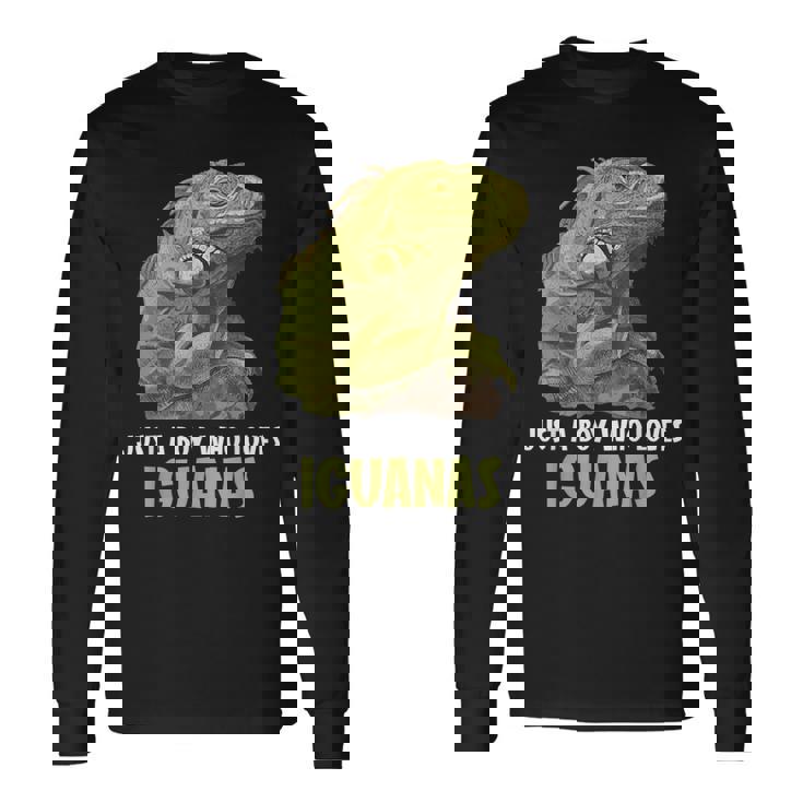 イグアナ・イグアナが大好きな男の子だけ。 長袖Tシャツ