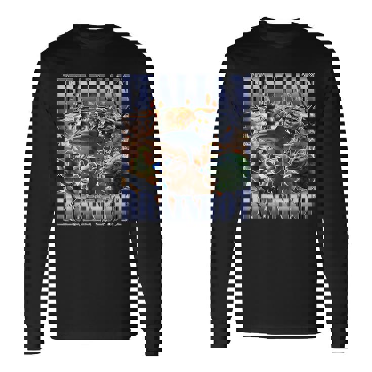 イタリア Brainrot 面白い トラララ クロコディロ ミーム ジョーク ブーツレッグ 長袖Tシャツ