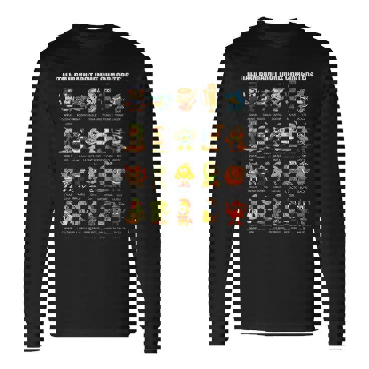 イタリア ブレイン ミーム コンピレーション キャラクター 手描き キッズ 長袖Tシャツ