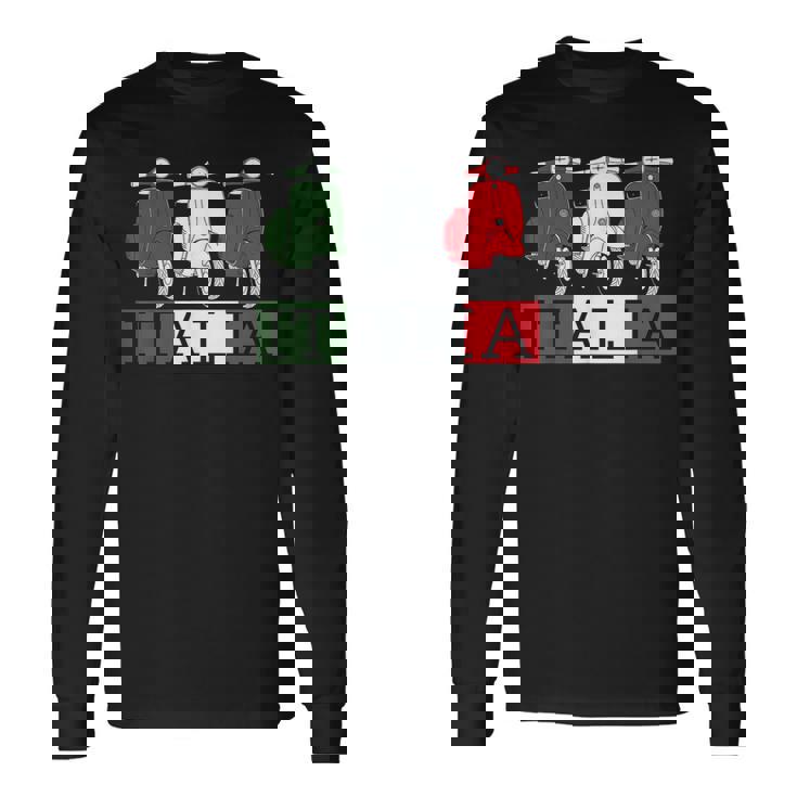 イタリア イタリア 国旗 スクーター ベスパ 原付ライダー お土産 ギフト 長袖Tシャツ