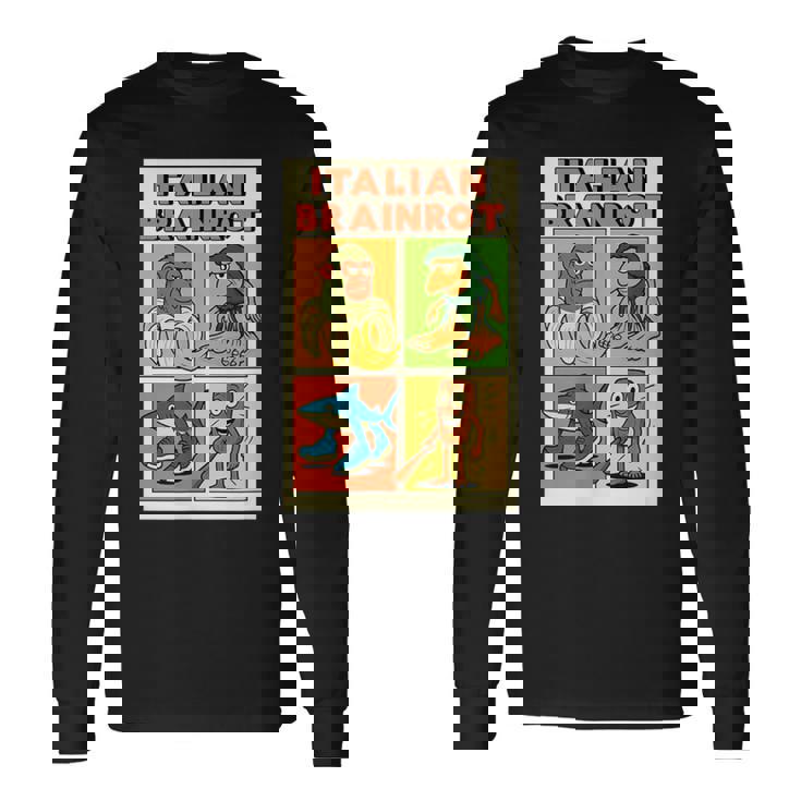 イタリアのブレインロットコミックポスター 長袖Tシャツ