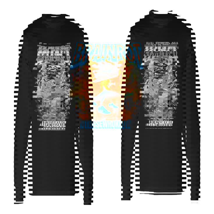 イタリアンブレインロットミームブーツレッグ 長袖Tシャツ