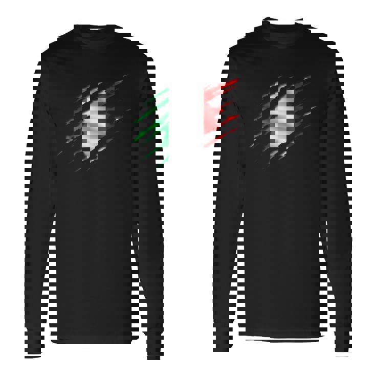 イタリア国旗 トリコロール イタリアバナー 長袖Tシャツ