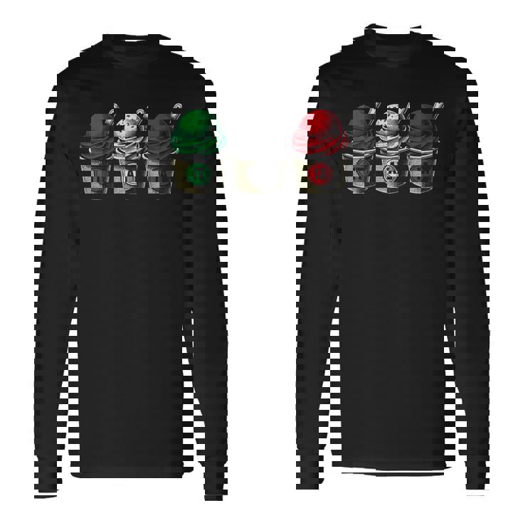 イタリア国旗カラーのイタリアジェラートカップ 長袖Tシャツ