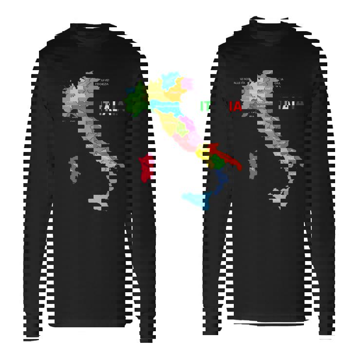 イタリア地図ブーツ 国旗 イタリア 長袖Tシャツ