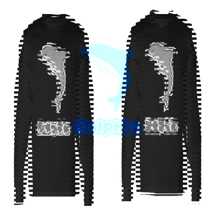 イルカ Dolphin ドルフィン【どうぶつフレンズ】水族館 海の生き物 ゆるくて かわいい 動物 イラスト 長袖Tシャツ