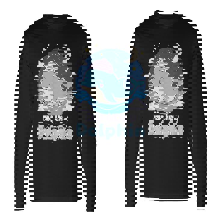 イルカのような昼寝 可愛い眠りイルカ 長袖Tシャツ