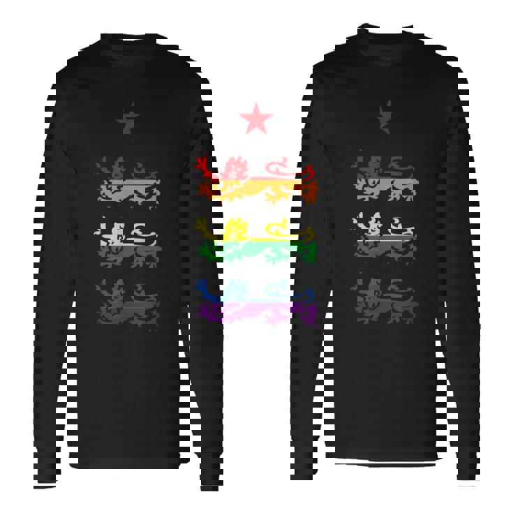 イングランド スリーレインボー プライド 紋章ライオンズ サッカー フットボール 長袖Tシャツ