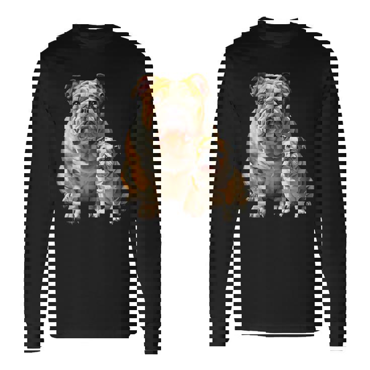 イングリッシュブルドッグの子犬とイングリッシュブルドッグ 長袖Tシャツ