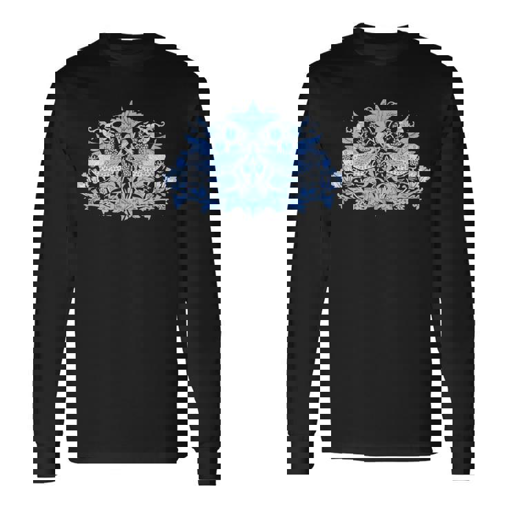 ウィリアム・モリス ストロベリー泥棒 鳥 ブルー 長袖Tシャツ