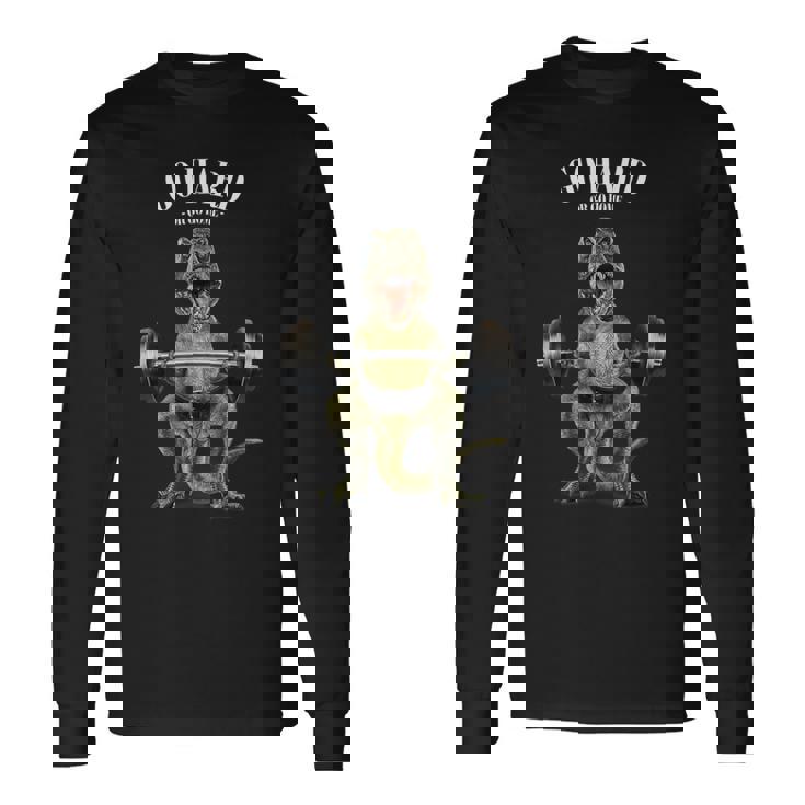 ウェイトリフティング 筋トレ バーベル やる気がないなら家に帰れ 恐竜 ティラノザウルス 長袖Tシャツ