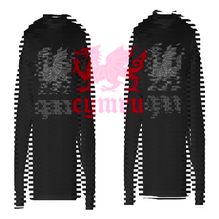 ウェールズ・ウェールズ・ウェールズ・シムレーグ・レッド・ウェールズ・ドラゴン 長袖Tシャツ