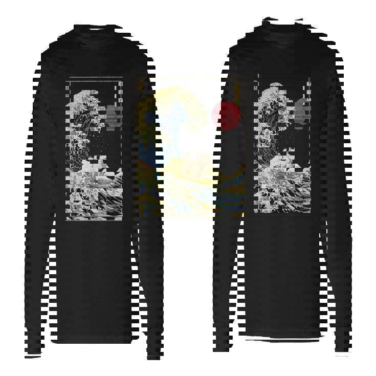 ウエストハイランド ホワイトテリア ウェスティ 日本神奈川波 長袖Tシャツ